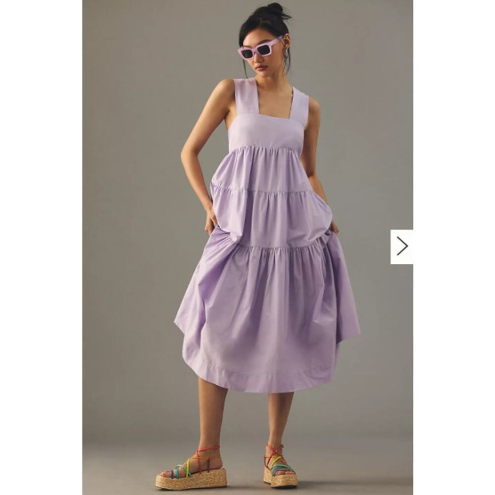 Anthropologie Lavender Tiered Midi Dress